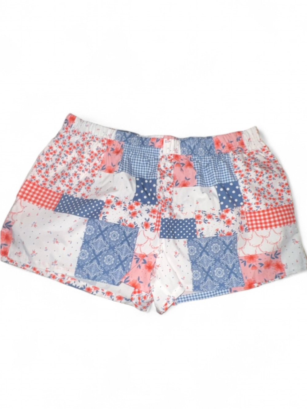 Zoe + Liv Patchwork Shorts in Blue & Pink